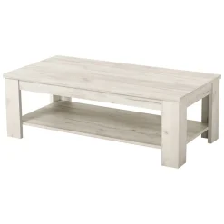 Tavolini Da Salotto > Dmora Tavolino da Salotto un Vano Forma Rettangolare 120x60x41.5h cm, Sfumatura Colore Ripiano Larice - Front Bianco Larice