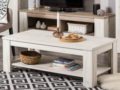 Tavolini Da Salotto > Dmora Tavolino da Salotto un Vano Forma Rettangolare 120x60x41.5h cm, Sfumatura Colore Ripiano Larice - Front Bianco Larice