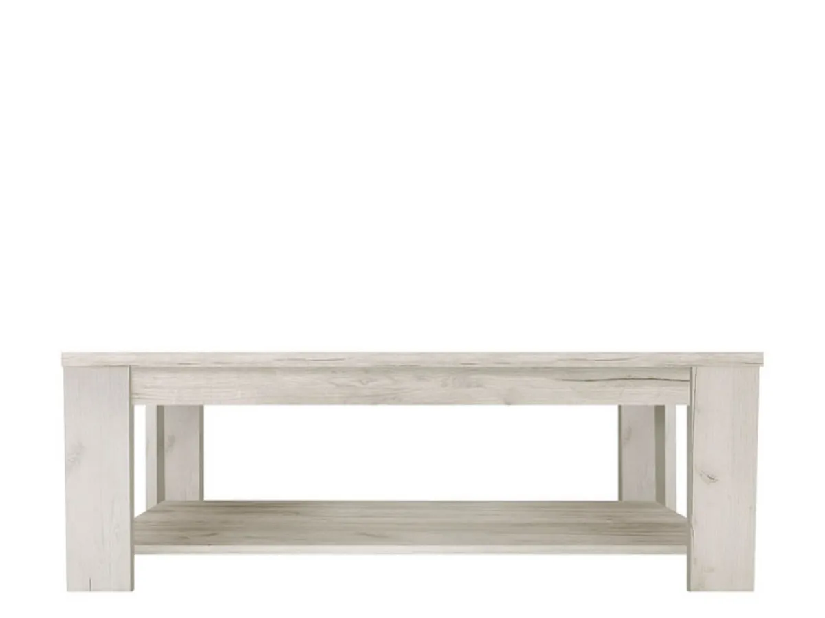 Tavolini Da Salotto > Dmora Tavolino da Salotto un Vano Forma Rettangolare 120x60x41.5h cm, Sfumatura Colore Ripiano Larice - Front Bianco Larice