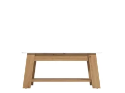 Tavolino da Salotto Bianco Lucido Marrone Rovere Nodi un Vano Forma Rettangolare 101x54.5x46.5h cm, Colore Ripiano Bianco - Casaglia