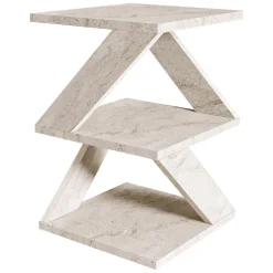 Tavolini Da Salotto > Dmora Tavolino da Salotto 2 Vani Forma Quadrato 30x30x54h cm, Sfumatura Colore Ripiano Marmo - Dovera Bianco Marmo