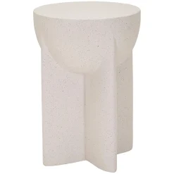 Tavolini Da Salotto > Dmora Tavolino da Salotto Adatto per Indoor/outdoor Forma Rotondo 42x51x42h cm, Colore Ripiano Bianco - Gaka Bianco Marmo