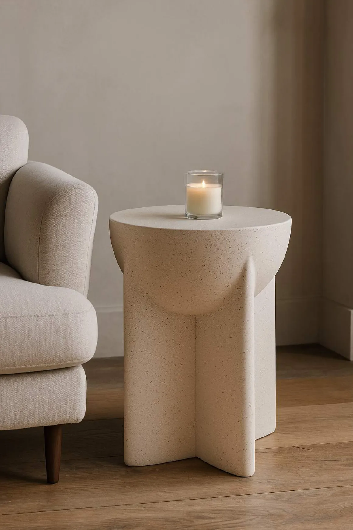 Tavolino da Salotto Bianco Marmo Adatto per Indoor/outdoor Forma Rotondo 41x56x41h cm, Colore Ripiano Bianco - Galeli