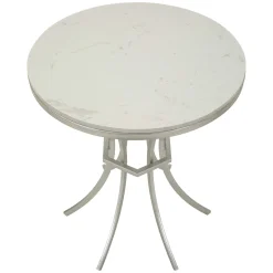 Tavolini Da Salotto > Dmora Tavolino da Salotto Forma Ovale Materiale Piano in Legno Nobilitato 100x60x35h cm, Colore Ripiano Bianco - Lozza Bianco Marmo