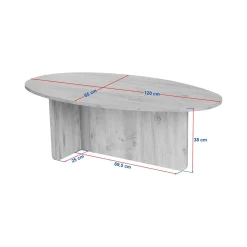 Tavolini Da Salotto > Dmora Tavolino da Salotto Forma Ovale Materiale Piano in Legno Nobilitato 130x65x40h cm, Colore Ripiano Bianco - Dozza Bianco Marmo