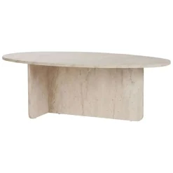 Tavolino da Salotto Bianco Marmo Forma Ovale Materiale Piano in Legno Nobilitato 120x65x40h cm, Colore Ripiano Bianco - Parona