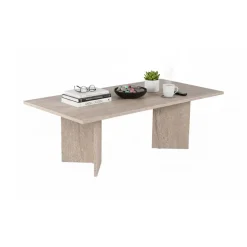 Tavolini Da Salotto > Dmora Tavolino da Salotto Forma Rettangolare Materiale Piano in Legno Nobilitato 120x45x30h cm, Colore Ripiano Bianco - Marmorito Bianco Marmo