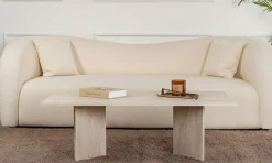 Tavolini Da Salotto > Dmora Tavolino da Salotto Forma Rettangolare Materiale Piano in Legno Nobilitato 120x45x30h cm, Colore Ripiano Bianco - Marmorito Bianco Marmo