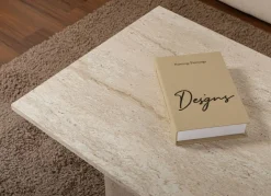 Tavolini Da Salotto > Dmora Tavolino da Salotto Forma Rettangolare Materiale Piano in Legno Nobilitato 120x45x30h cm, Colore Ripiano Bianco - Marmorito Bianco Marmo