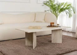 Tavolini Da Salotto > Dmora Tavolino da Salotto Forma Rettangolare Materiale Piano in Legno Nobilitato 120x45x30h cm, Colore Ripiano Bianco - Marmorito Bianco Marmo