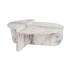 Tavolino da Salotto Bianco Marmo Forma Rettangolare Materiale Piano in Legno Nobilitato 90x60x35h cm, Colore Ripiano Bianco - Mansue