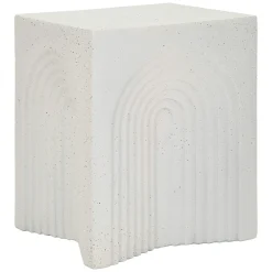 Tavolini Da Salotto > Dmora Tavolino da Salotto Bianco Marmo Nero Adatto per Indoor/outdoor Forma Rotondo 44x55x44h cm, Colore Ripiano Bianco - Galava Nero, Bianco Marmo