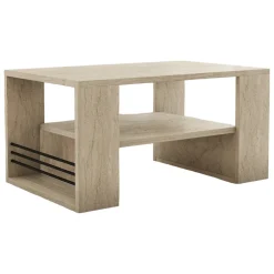 Tavolini Da Salotto > Dmora Tavolino da Salotto Bianco Marmo Nero un Vano Forma Rettangolare 80x50x40h cm, Colore Ripiano Bianco - Limosano Nero, Bianco Marmo