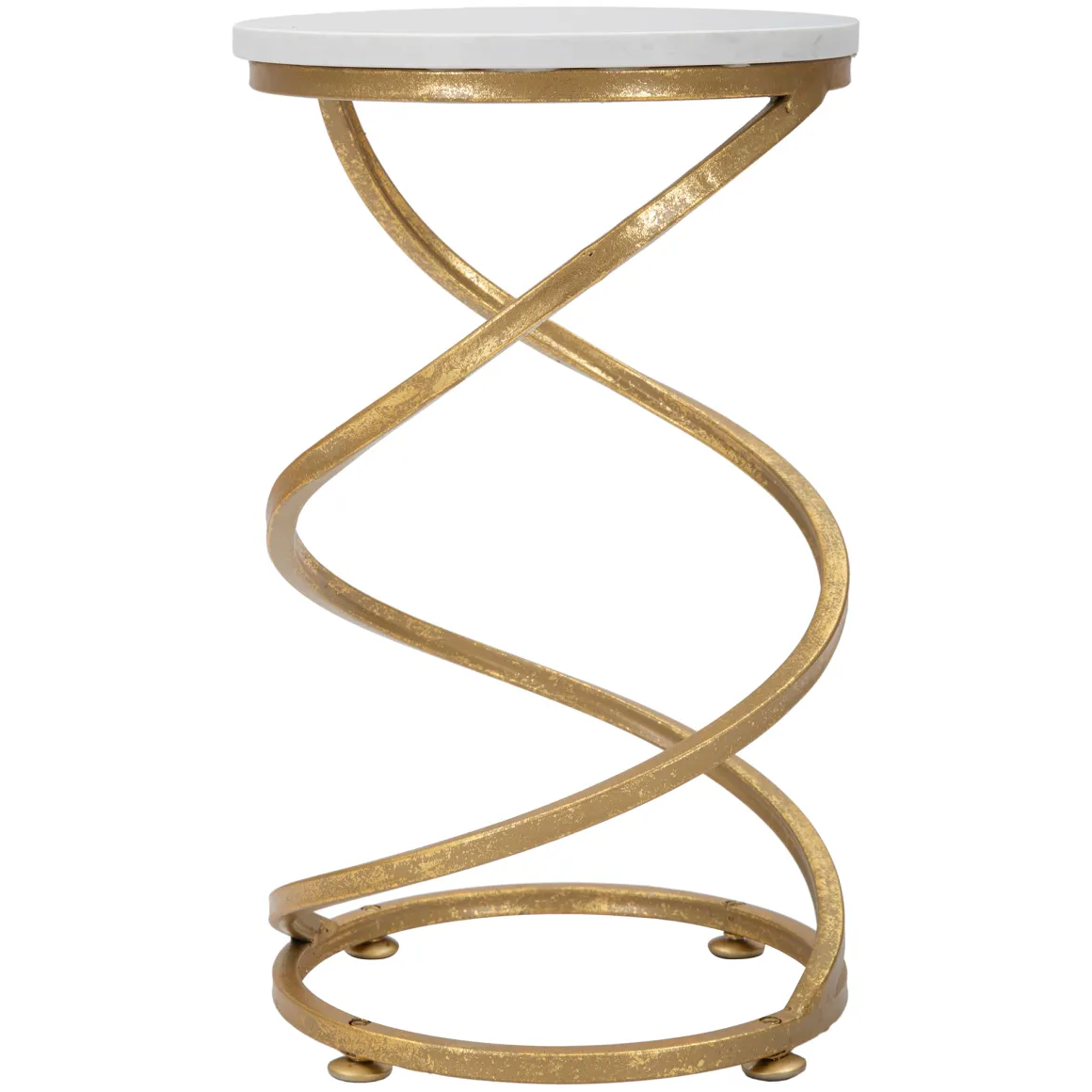Tavolino da Salotto Bianco Marmo oro Forma Rotondo Colore Ripiano Bianco 28x28x48h cm, Materiale Struttura in Marmo - Darigana