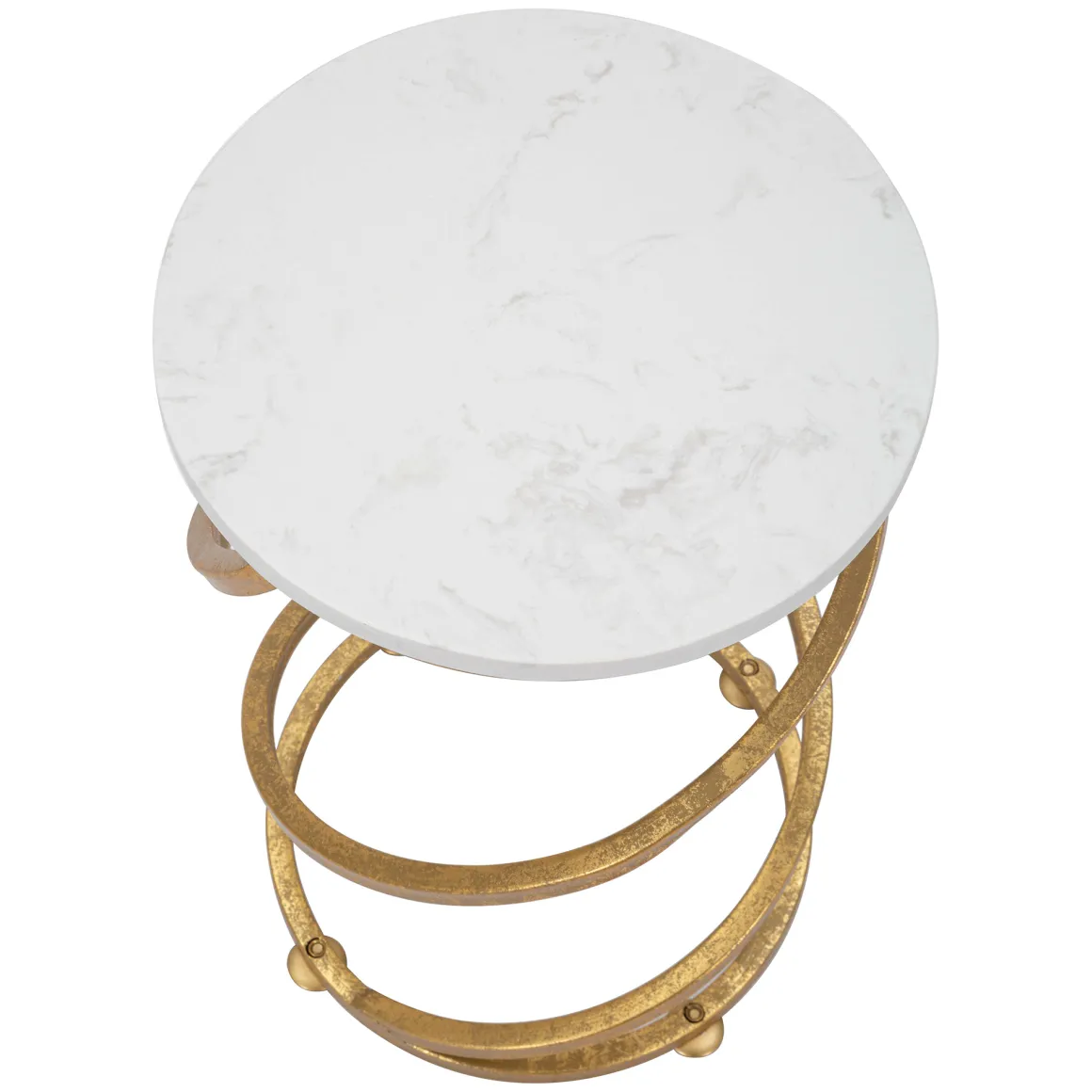 Tavolino da Salotto Bianco Marmo oro Forma Rotondo Colore Ripiano Bianco 28x28x48h cm, Materiale Struttura in Marmo - Darigana