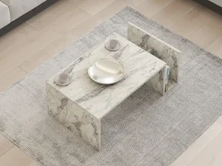 Tavolini Da Salotto > Dmora Tavolino da Salotto Bianco Marrone Noce con Piedini un Vano 105x60x35h cm, Forma Rettangolare - Medicina Marrone, Bianco Noce