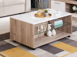 Tavolini Da Salotto > Dmora Tavolino da Salotto Bianco Marrone Noce set 3 Pezzi Impilabili Forma Rettangolare 49x36x42h cm, Colore Struttura Marrone - Cerrione Marrone, Bianco Noce