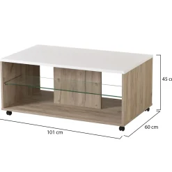 Tavolini Da Salotto > Dmora Tavolino da Salotto Bianco Marrone Noce set 3 Pezzi Impilabili Forma Rettangolare 49x36x42h cm, Colore Struttura Marrone - Cerrione Marrone, Bianco Noce