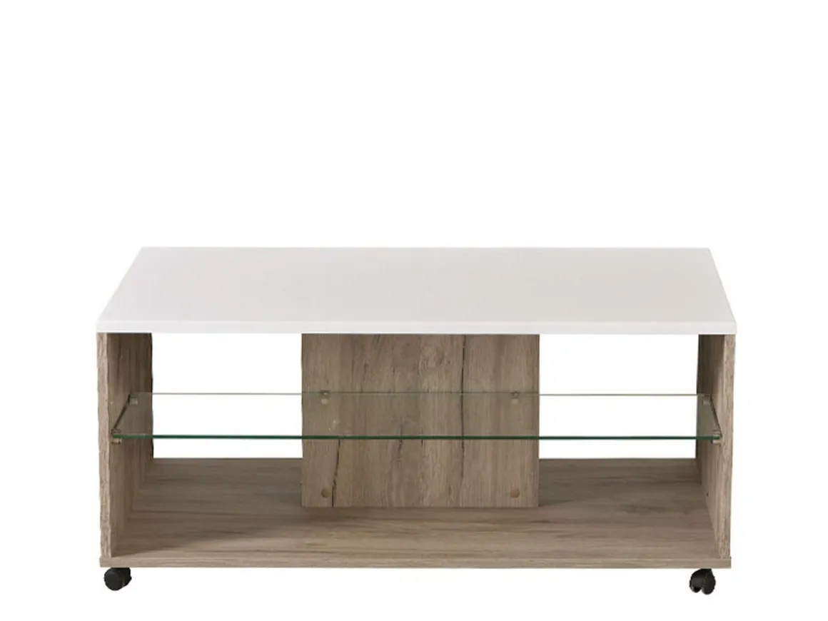 Tavolini Da Salotto > Dmora Tavolino da Salotto Bianco Marrone Noce set 3 Pezzi Impilabili Forma Rettangolare 49x36x42h cm, Colore Struttura Marrone - Cerrione Marrone, Bianco Noce