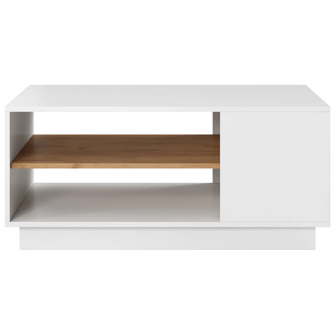 Tavolino da Salotto Bianco Marrone Rovere 2 Vani Forma Rettangolare 100x46x60h cm, Colore Ripiano Bianco - Karada
