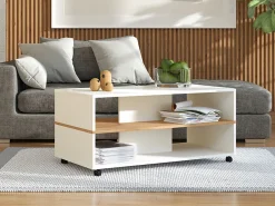 Tavolini Da Salotto > Dmora Tavolino da Salotto Bianco Marrone un Vano Forma Rettangolare 130x67x41h cm, Colore Struttura Marrone - Carlazzo Marrone, Bianco