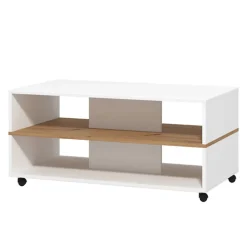 Tavolini Da Salotto > Dmora Tavolino da Salotto Bianco Marrone un Vano Forma Rettangolare 130x67x41h cm, Colore Struttura Marrone - Carlazzo Marrone, Bianco