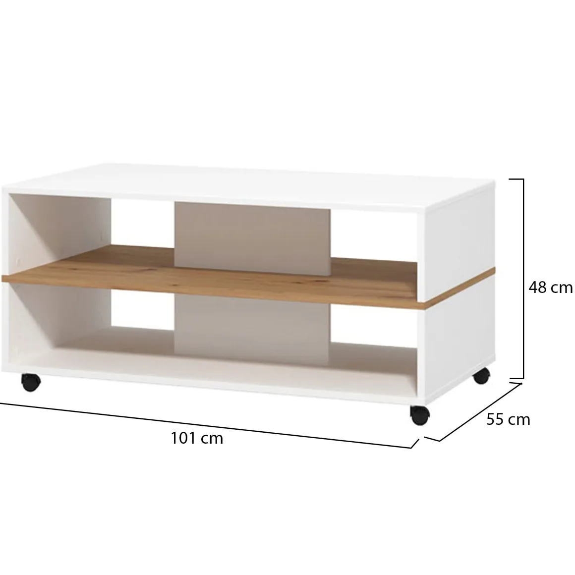 Tavolini Da Salotto > Dmora Tavolino da Salotto Bianco Marrone un Vano Forma Rettangolare 130x67x41h cm, Colore Struttura Marrone - Carlazzo Marrone, Bianco