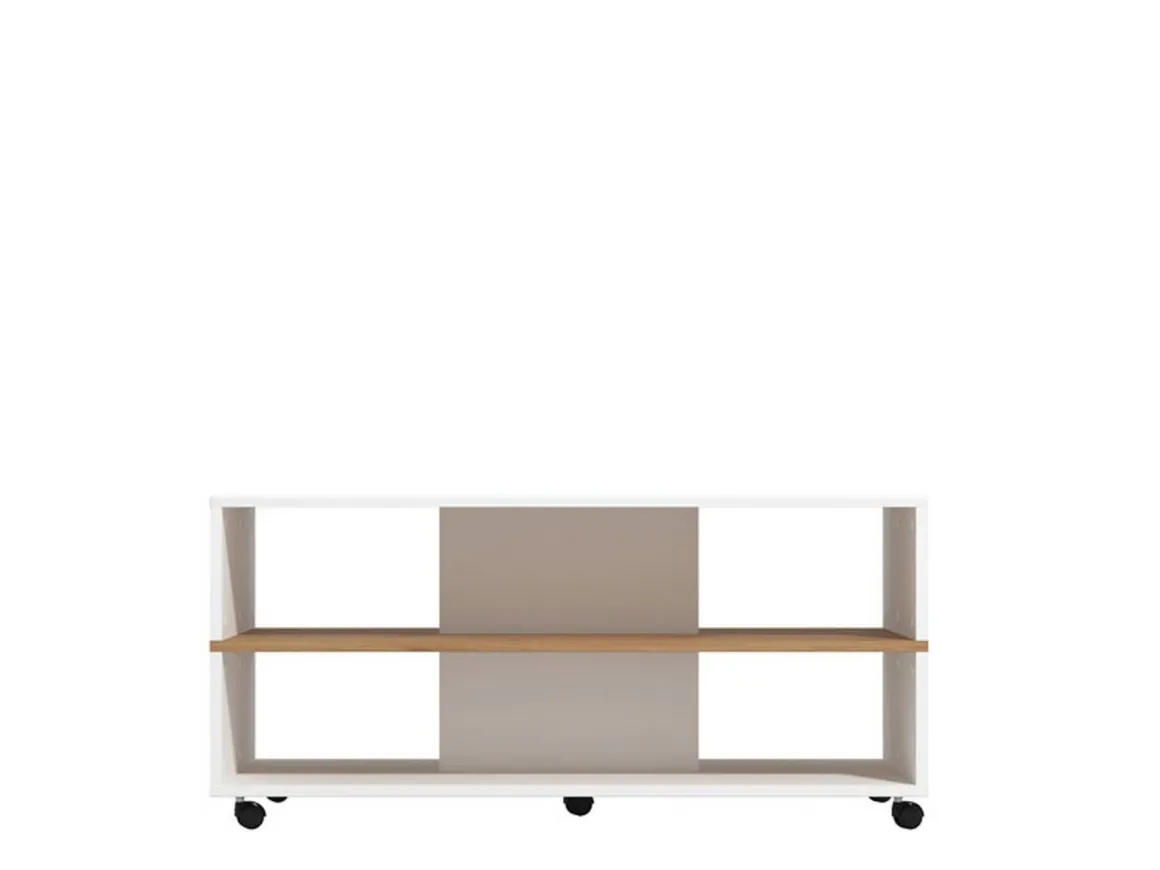 Tavolini Da Salotto > Dmora Tavolino da Salotto Bianco Marrone un Vano Forma Rettangolare 130x67x41h cm, Colore Struttura Marrone - Carlazzo Marrone, Bianco