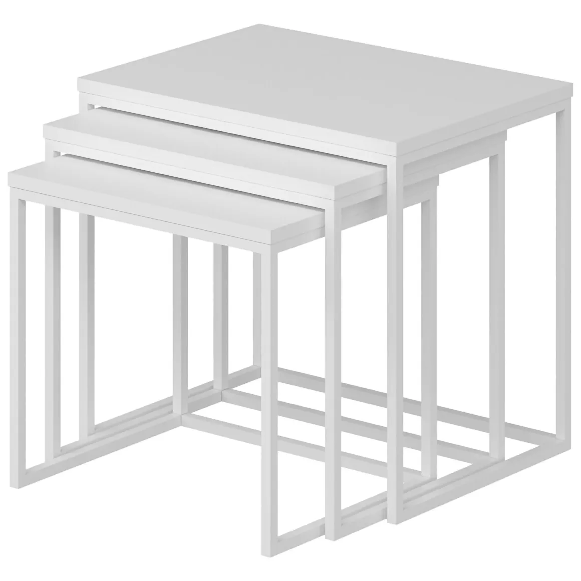 Tavolini Da Salotto > Dmora Tavolino da Salotto Modulabile Forma Rettangolare 80x80x30h cm, Materiale Piano in Vetro - Pagliara Bianco