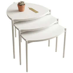 Tavolino da Salotto Bianco Modulabile Forma Triangolare 45x45x45h cm, Materiale Piano in Legno Nobilitato - Carro