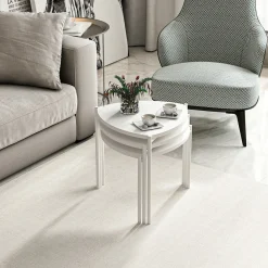 Tavolino da Salotto Bianco Modulabile Forma Triangolare 45x45x45h cm, Materiale Piano in Legno Nobilitato - Carro