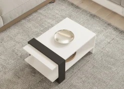 Tavolini Da Salotto > Dmora Tavolino da Salotto Bianco Nero Antracite un Vano Forma Rettangolare 80x55x35h cm, Colore Struttura Nero - Cigliano Nero, Bianco Antracite