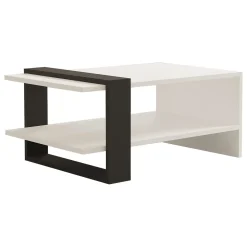 Tavolini Da Salotto > Dmora Tavolino da Salotto Bianco Nero Antracite un Vano Forma Rettangolare 80x55x35h cm, Colore Struttura Nero - Cigliano Nero, Bianco Antracite
