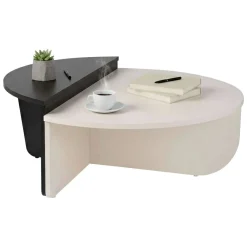 Tavolini Da Salotto > Dmora Tavolino da Salotto Bianco Nero Modulabile Forma Rettangolare 75x50x38h cm, Colore Struttura Nero - Urbania Nero, Bianco