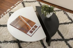Tavolini Da Salotto > Dmora Tavolino da Salotto Bianco Nero Modulabile Forma Rettangolare 75x50x38h cm, Colore Struttura Nero - Urbania Nero, Bianco