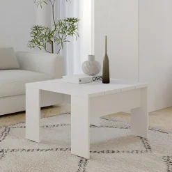 Tavolini Da Salotto > Dmora Tavolino da Salotto Forma Rettangolare Colore Ripiano Bianco 90x50x43h cm, Sfumatura Colore Struttura Opaco - Riposto Bianco Opaco