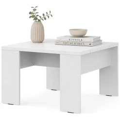 Tavolini Da Salotto > Dmora Tavolino da Salotto Forma Rettangolare Colore Ripiano Bianco 90x50x43h cm, Sfumatura Colore Struttura Opaco - Riposto Bianco Opaco