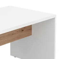 Tavolino da Salotto Bianco Opaco Marrone Rovere Nodi Forma Rettangolare Colore Ripiano Bianco 90x50x47h cm, Colore Struttura Marrone - Limatola