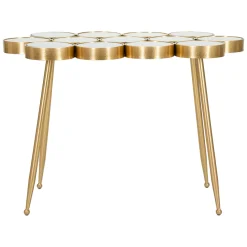 Tavolino da Salotto Bianco oro Forma Rettangolare Colore Ripiano Bianco 100x55x70h cm, Materiale Struttura in Vetro - Raisa
