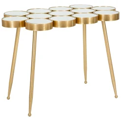 Tavolino da Salotto Bianco oro Forma Rettangolare Colore Ripiano Bianco 100x55x70h cm, Materiale Struttura in Vetro - Raisa