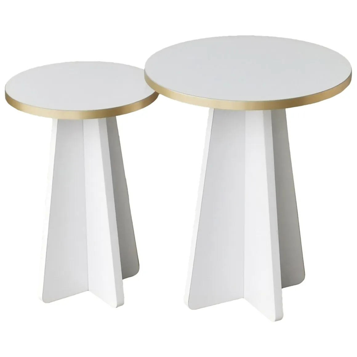 Tavolino da Salotto Bianco oro Modulabile Forma Rotondo 40x40x50h cm, Colore Struttura oro - Cardito