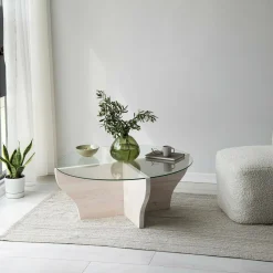 Tavolino da Salotto Bianco Portariviste Forma Circolare 92x92x36h cm, Materiale Piano in Vetro - Califfi