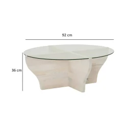 Tavolini Da Salotto > Dmora Tavolino da Salotto Portariviste Forma Rettangolare 105x65x30h cm, Materiale Piano in Vetro - Kallias Bianco