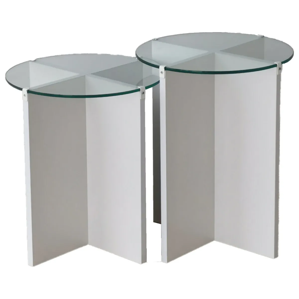 Tavolini Da Salotto > Dmora Tavolino da Salotto set 2 Pezzi Vetro Temperato Forma Rotondo 70x70x38h cm, Materiale Piano in Vetro - Genga Bianco