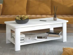 Tavolini Da Salotto > Dmora Tavolino da Salotto un Vano Forma Rettangolare 45x30x52h cm, Materiale Piano in Legno Nobilitato - Vocca Bianco
