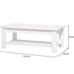 Tavolini Da Salotto > Dmora Tavolino da Salotto un Vano Forma Rettangolare 45x30x52h cm, Materiale Piano in Legno Nobilitato - Vocca Bianco