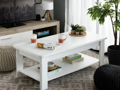 Tavolini Da Salotto > Dmora Tavolino da Salotto un Vano Forma Rettangolare 45x30x52h cm, Materiale Piano in Legno Nobilitato - Vocca Bianco