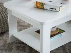 Tavolini Da Salotto > Dmora Tavolino da Salotto un Vano Forma Rettangolare 45x30x52h cm, Materiale Piano in Legno Nobilitato - Vocca Bianco