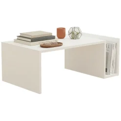 Tavolino da Salotto Bianco un Vano Forma Rettangolare 87x50x32h cm, Materiale Piano in Legno Nobilitato - Rometta