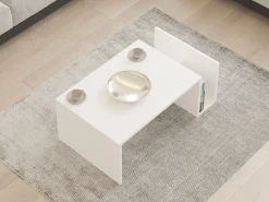 Tavolini Da Salotto > Dmora Tavolino da Salotto un Vano Forma Rettangolare 90.5x50.5x41.5h cm, Materiale Piano in Legno Nobilitato - Piraino Bianco